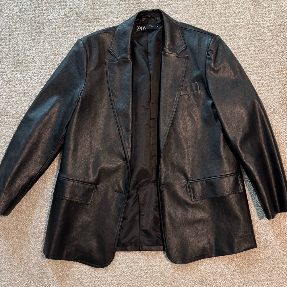 Zara Sleek Black Leather Jacket